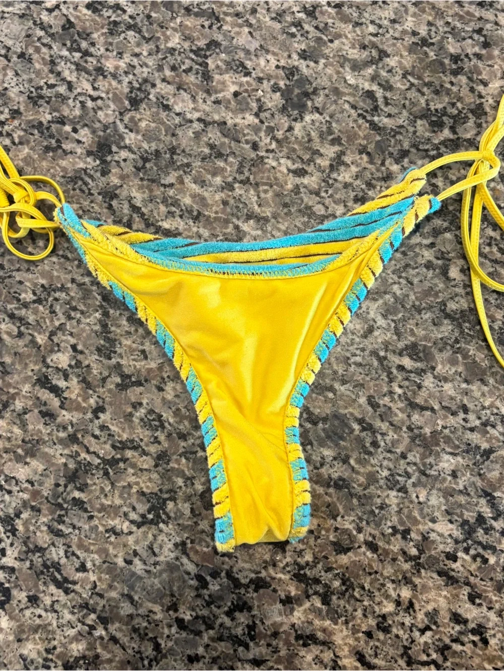 triangl swimwear Yellow & Turquoise Striped Tie-Side Bikini Bottom
